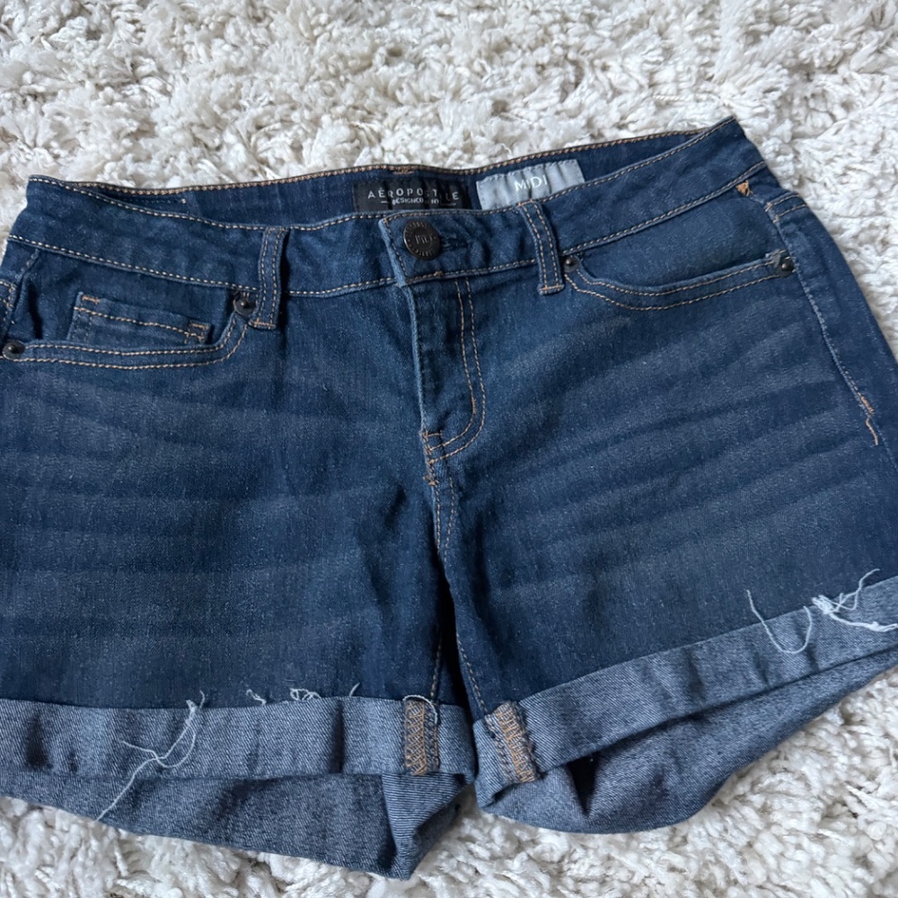 Stylish deep blue Aeropostale Deep Blue all American thick denim women’s summer - Picture 3 of 7